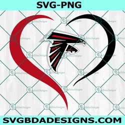 heart love atlanta falcons svg, atlanta falcons logo svg, valentine svg, nfl logo svg, american football svg