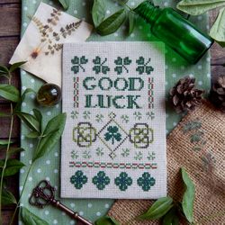 st. patrick day cross stitch pattern good luck cross stitch clover cross stitch chart spring cross stitch pattern