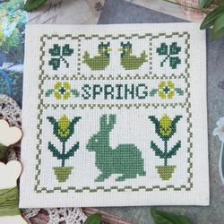 green spring cross stitch pattern bunny cross stitch