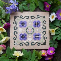 violets cross stitch pattern counted cross stitch flowers pdf cross stitch chart