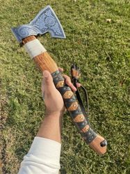 ragnar viking axe outdoor camping survival wood cutting axe with hatcht tomhawk tactical axe best gift for men.