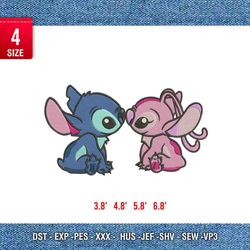 stitch and angel kiss /anime design / anime embroidery pattern/ design pes dst vp3 format