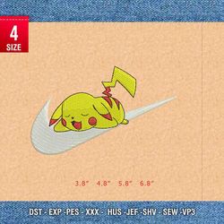 swoosh pikachu embroidery design suitable for hoodies, clothes, t-shirts for gifts