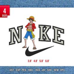stylish fusion: nike-inspired anime luffy embroidery designs for one piece fans!