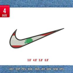 swoosh lebanon flag embroidery design/ anime design/ embroidery pattern/ design pes dst vp3 format