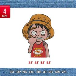 luffy chibi / anime embroidery design/ anime design/ embroidery pattern/ design pes dst vp3 format