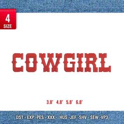 cow girl/ typography embroidery design/ logo design/ embroidery pattern/ design pes dst vp3 format