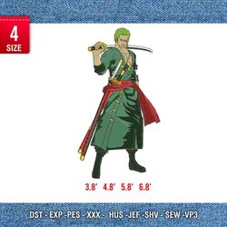 zoro pose a / logo embroidery design/ anime design/ embroidery pattern/ design pes dst vp3