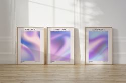 abstract aura poster printable set of 3 prints, aesthetic room decor spiritual aura energy set of 3 prints, retro gradie