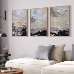 abstract landscape wall art coastal wall art prints nordic prints neutral wall decor black and white art print oil paint