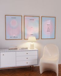 aura poster 3 piece pink and blue wall art set, grainy gradient poster set of 3 prints, aesthetic room decor, y2k wall a