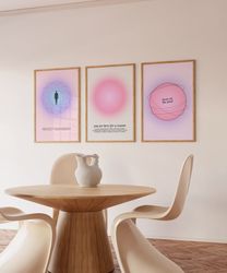 aura poster 3 piece wall art, pink aura aesthetic energy spiritual gradient wall art , y2k aura gradient print, positive