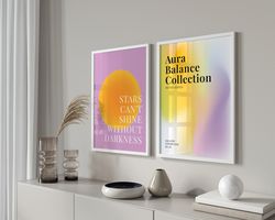 aura posters set of 2, vibrant aura print, positive affirmation posters, aura wall art for mind and soul, aura art print