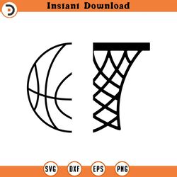 half basketball hoop svg, basketball monogram svg, basketball name frame svg cut file cricut, silhouette, png pdf