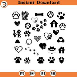 pet footprint svg bundle pet paw cricut puppy