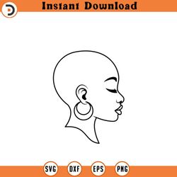 black woman bald silhouette african american svg png