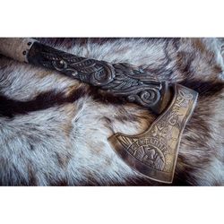 engraved viking axe