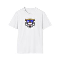 kentucky uk wildcat wearing sunglasses unisex softstyle t-shirt for optometrists university basketball fan mascot tee op