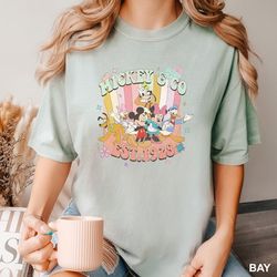 mickey and co, mickey mouse, disney characters, disney trip shirt, disneyworld, family disney shirts, disneyland