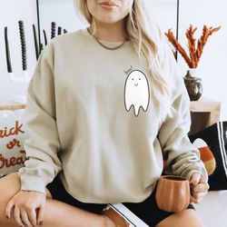 cute ghost pocket boo crewneck sweatshirt halloween