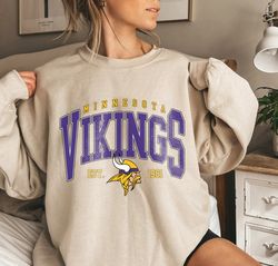 vintage minnesota vikings crewneck sweatshirt, trendy vintage style nfl football shirt for game day 1