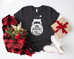 christmas santa shirt, christmas t-shirt man, bearded and jolly tees, xmas shirt for men, mens christmas gift, xmas holi