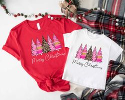 Merry Christmas Shirt, Leopard Christmas Tree Shirt, Ladies Xmas T-Shirt, Family Matching Christmas Shirt, Christmas Gif