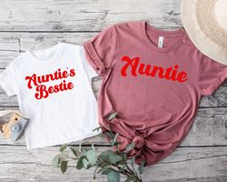 auntie and auntie's bestie shirt, auntie matching shirt, cute match aunt uncle nephew niece, pregnancy announcement tee,
