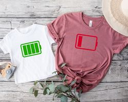 battery family shirt, low battery full battery shirt, funny family matching shirt, mommy and me shirt, dad and son shirt