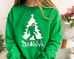 bigfoot santa christmas tree shirt, sasquatch shirt, xmas party shirt, santa hat shirt, holiday gift tee, christmas gift