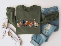 christmas chickens sweatshirt farm animal xmas chicken sweater chicken lover gift funny chicken christmas crewneck farmh