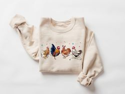 christmas chickens sweatshirt farm animal xmas chicken sweater chicken lover gift funny chicken christmas crewneck farmh