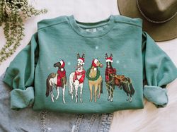 christmas horse sweatshirt unisex comfort colors horse sweater horse girl shirt horse christmas crewneck horse hoodie ho