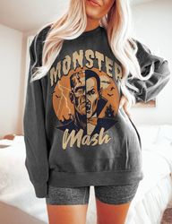 Monster Mash Sweatshirt Comfort Colors Classic Cult Horror Movie Oversize Vintage Halloween Crewneck Dracula Frankenstei