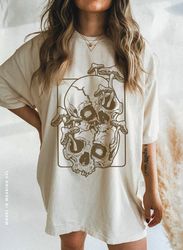 Mushroom Skull Unisex Shirt Goblincore Shirt Dark Academia Clothing Fairycore Gothic Clothes Oversized Mall Goth T Shirt