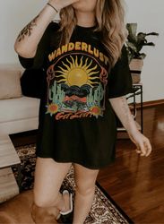 Wanderlust Shirt Vintage Western Desert Adventure Time Shirt Get Lost Boho Hippie Clothes Psychedelic Travel Lover Gift