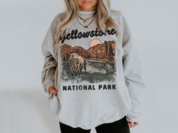 yellowstone sweatshirt unisex yellowstone sweater national park shirt camping clothes mountains sweatshirt western crewn