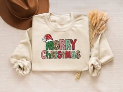 merry christmas sweatshirt, leopard christmas sweater, cheetah new year hoodie, santa hat shirt, women christmas t-shirt
