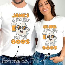 i'm just here for the boos custom halloween party shirt, couples halloween shirt, personalized halloween tee, halloween