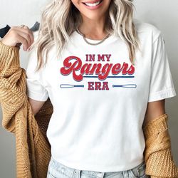 in my rangers era shirt, cute womens texas rangers tshirt, women's rangers baseball tee, taylor swift mlb eras tee, rang