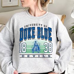 duke blue football shirt retro, duke blue football shirt, duke blue-devils mascot sweatshirt, ncaa football shirt, great