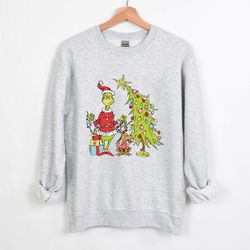 the grinch christmas sweatshirt, whimsical christmas tree sweatshirt, merry grinchmas sweatshirt, whoville tree sweatshi