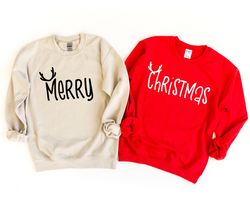 merry shirt, christmas shirt, matching couples christmas sweatshirt, couple christmas outfit, wife husband shirts, xmas