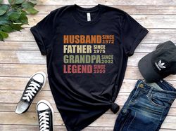 personalized dad grandpa shirt, father's day tshirt, husband father grandpa legend, grandfather custom date, funny dad b