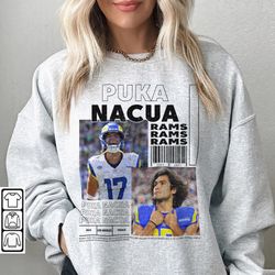 puka nacua los angeles football merch shirt, puka nacua vintage 90s bootleg inspired tee, football unisex gift for fan s