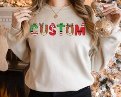 christmas custom name initial shirt, christmas initial letter shirt, christmas family matching shirt, cousin crew shirt,