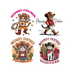 meowdy partner cowboy cat svg png bundle