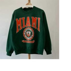 vintage ncaa university of miami hurricanes sweatshirt, miami hurricanes shirt, basketball, college, unisex t-shirt swea