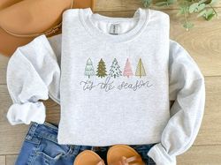 christmas embroidered sweatshirt, christmas sweatshirt, embroidered christmas sweatshirt, christmas tree sweatshirt, hol