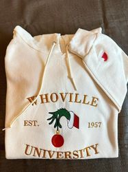 christmas hoodie, christmas whoville university embroidered hoodie, christmas gift, christmas embroidery hoodie, christm